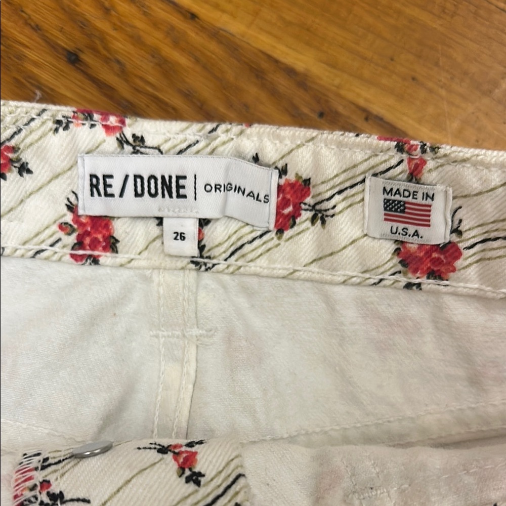 Re/Done Floral Mini Skirt - White and Red - Picture 2 of 5